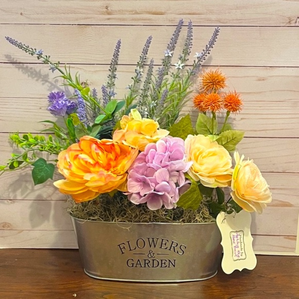 - NEW!! Peach and Purple Flower Arrangement or Centerpiece!